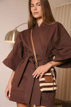 Load image into Gallery viewer, NIM LEATHER TRIMMED RAFFIA POCKET - STRIPE