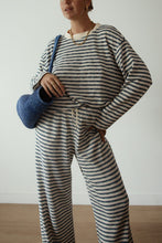 Load image into Gallery viewer, CASPIA WIDE LEG KNIT PANTS - BLUE STRIPE