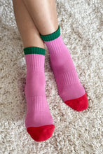 Load image into Gallery viewer, COLOR BLOCK GIRLFRIEND SOCKS - ROSE GREEN