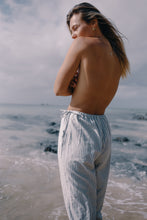 Load image into Gallery viewer, Pre loved - THE CHLOE TIE PANT - WASHED BLUE STRIPE