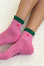Load image into Gallery viewer, LE BON SHOPPE EMBROIDERED COLOR BLOCK GIRLFRIEND SOCKS - ROSE GREEN + HEART