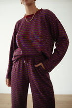 Load image into Gallery viewer, CASPIA LONG SLEEVE CREW NECK KNIT TOP - PLUM STRIPE