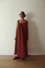 Load image into Gallery viewer, JUNO LACE NECK SLIP DRESS - CHOCOLATE W BABY BLUE POLKA DOT