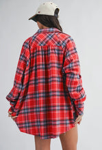 Load image into Gallery viewer, Oversized Plaid Button Down Shirt - Red