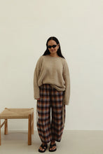 Load image into Gallery viewer, By Billie VALI CHECK PANT - BROWN/BLUE CHECK