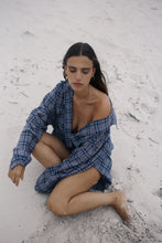 Load image into Gallery viewer, BARE ROAD REMI OVERSIZED SHIRT in Navy Plaid