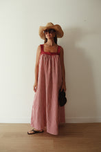 Load image into Gallery viewer, JUNO LACE NECK SLIP DRESS - PINK & WINE STRIPE