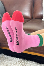 Load image into Gallery viewer, COLOR BLOCK GIRLFRIEND SOCKS - ROSE GREEN