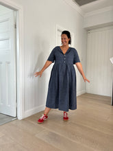 Load image into Gallery viewer, DARCEY MIDI DRESS - NAVY PINSTRIPE