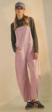 Load image into Gallery viewer, Pink Pinstriped Barrel-Leg Overalls