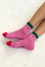 Load image into Gallery viewer, LE BON SHOPPE EMBROIDERED COLOR BLOCK GIRLFRIEND SOCKS - ROSE GREEN + HEART