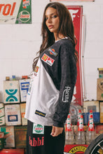Load image into Gallery viewer, SABBI THE LONG SLEEVE MERMAID RACING TEE - BLACK & WHITE