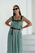 Load image into Gallery viewer, JUNO LACE NECK SLIP DRESS - EMERALD STRIPE