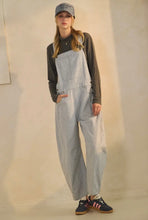 Load image into Gallery viewer, Blue Pinstriped Barrel-Leg Overalls