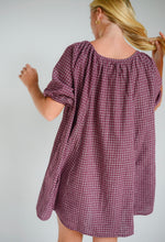 Load image into Gallery viewer, BARE ROAD CHLOE DRESS in Fig Hemp Check