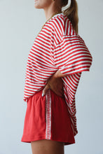 Load image into Gallery viewer, By Billie ATHLETIC LINEN BLEND TEE - RED/WHITE STRIPE