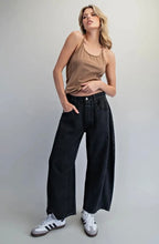 Load image into Gallery viewer, Mineral Washed Barrel Leg Pants - Black