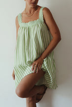 Load image into Gallery viewer, JUNO LACE NECK MINI DRESS - GREEN STRIPE