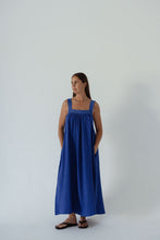 Load image into Gallery viewer, JUNO LACE NECK SLIP DRESS - COBALT