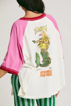 Load image into Gallery viewer, SABBI THE MERMAID SWIM CLUB RAGLAN TEE - MARSHMALLOW & PINK