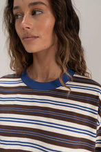 Load image into Gallery viewer, Hall Store SCOTTI STRIPEY TEE BLUE/BROWN