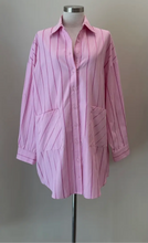 Load image into Gallery viewer, Oversized Stripe Shirt Dress Pink