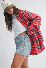 Load image into Gallery viewer, Oversized Plaid Button Down Shirt - Red