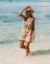 Load image into Gallery viewer, Poolside Paradiso Palm Beach U Crochet Knit Dress - Sand