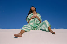 Load image into Gallery viewer, The Ava Shirt + Ivy Pant set In Seafoam Cotton Stripe