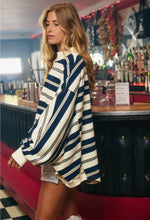 Load image into Gallery viewer, Striped Oversize Crewneck Jumper - Navy