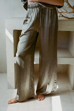 Load image into Gallery viewer, Olive Woven Satin Wide Leg Pants