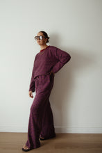 Load image into Gallery viewer, CASPIA WIDE LEG KNIT PANTS - PLUM STRIPE