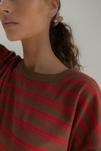 Load image into Gallery viewer, Hall Store SCOTTI STRIPEY TEE RED/BROWN