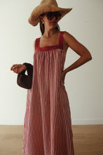 Load image into Gallery viewer, JUNO LACE NECK SLIP DRESS - PINK & WINE STRIPE