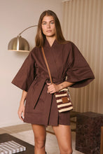 Load image into Gallery viewer, NIM LEATHER TRIMMED RAFFIA POCKET - STRIPE