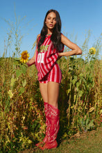 Load image into Gallery viewer, SABBI THE KNIT STRIPE BIKE SHORTS - RED & PINK