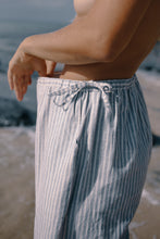 Load image into Gallery viewer, Pre loved - THE CHLOE TIE PANT - WASHED BLUE STRIPE