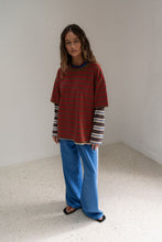 Load image into Gallery viewer, Hall Store SCOTTI STRIPEY TEE RED/BROWN