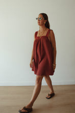 Load image into Gallery viewer, JUNO MINI SLIP DRESS - CHOCOLATE W BABY BLUE POLKA DOT