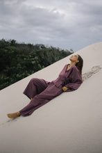 Load image into Gallery viewer, BARE ROAD ELLA WRAP TOP in Fig Hemp Check