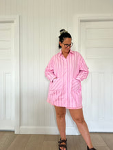 Load image into Gallery viewer, Oversized Stripe Shirt Dress Pink