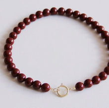 Load image into Gallery viewer, Natural Stone Bead Necklace - Burgundy