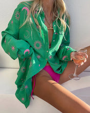 Load image into Gallery viewer, La Bohème Girls Clyde Embroidered Shirt Kelly Green

