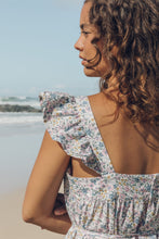 Load image into Gallery viewer, Frill Tea Midi Dress in Vintage Roselle Lavender