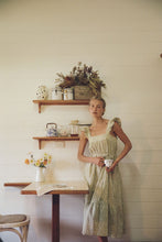 Load image into Gallery viewer, Oak Meadow Frill Tea Midi Dress in Sage