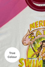 Load image into Gallery viewer, SABBI THE MERMAID SWIM CLUB RAGLAN TEE - MARSHMALLOW &amp; PINK
