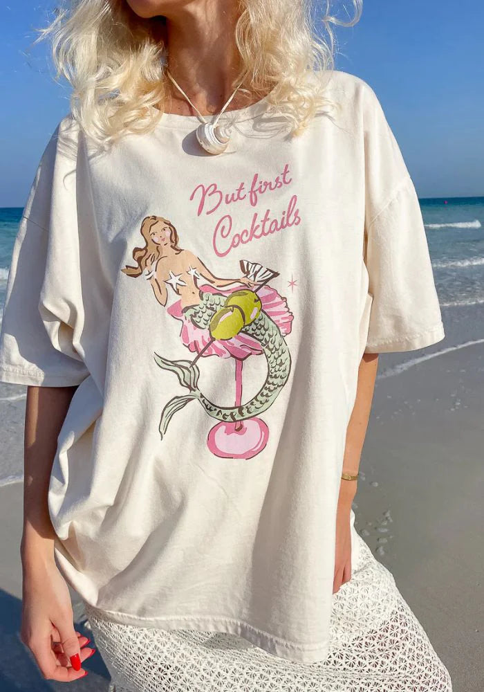 PALM COLLECTIVE - MERMAID COCKTAIL T-SHIRT | WHITE