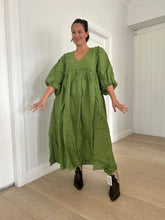 Load image into Gallery viewer, La Bohème Girls Marlowe Midi Dress Green Gingham
