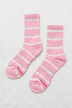 Load image into Gallery viewer, STRIPED BOYFRIEND SOCKS - PINK WHITE STRIPE
