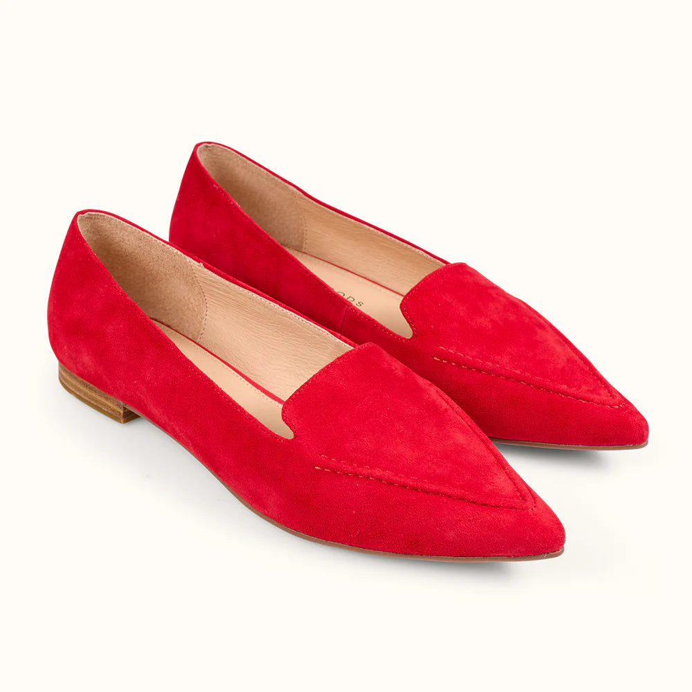 Millwoods POPLAR POINTED FLAT - RED SUEDE